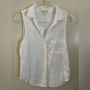 cloth & stone White Sleeveless Button-Up Shirt